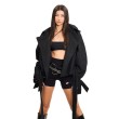 Boxy crop trench denim jacket