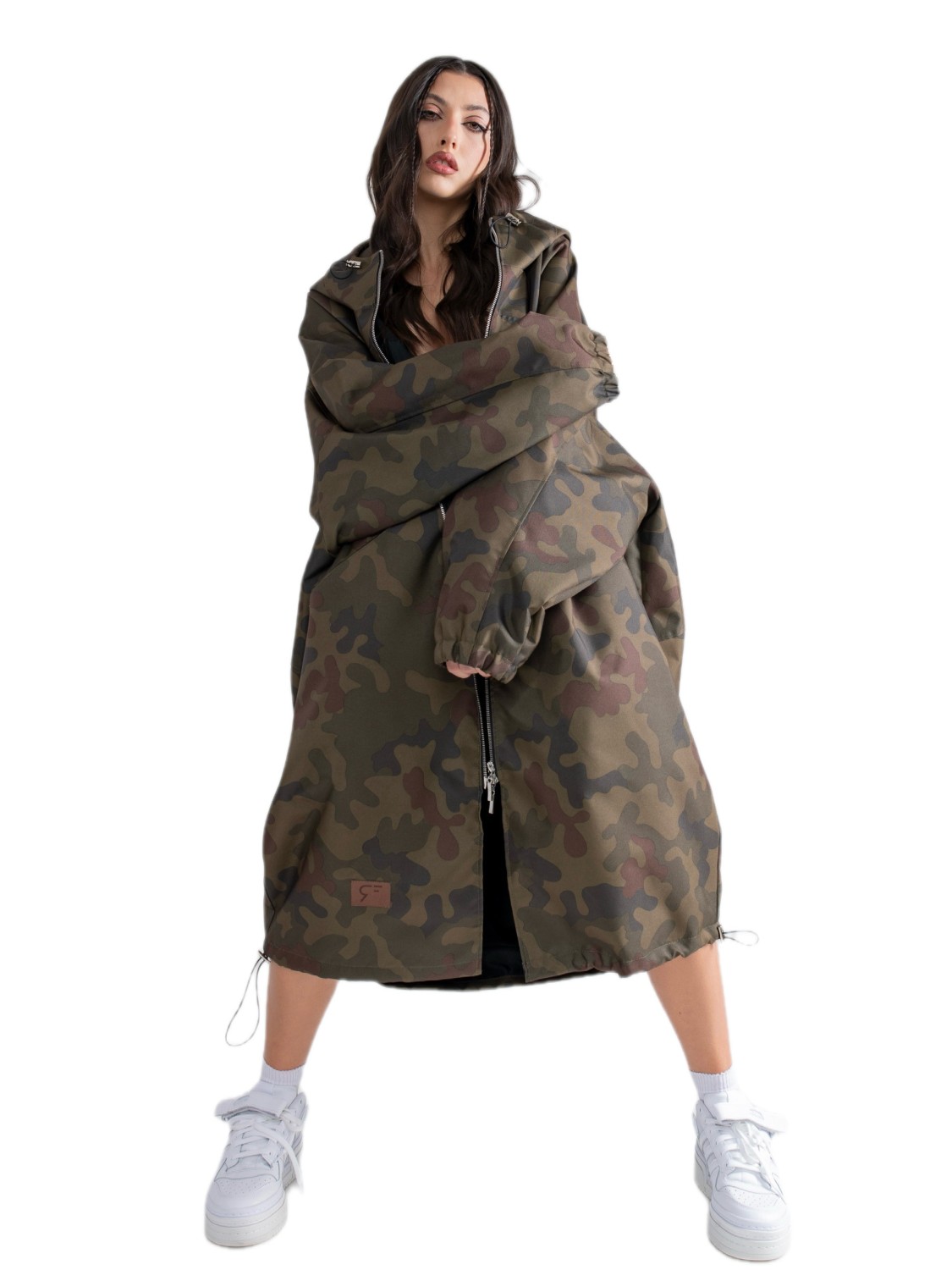 Longline Hoodie Oversize coat in camo