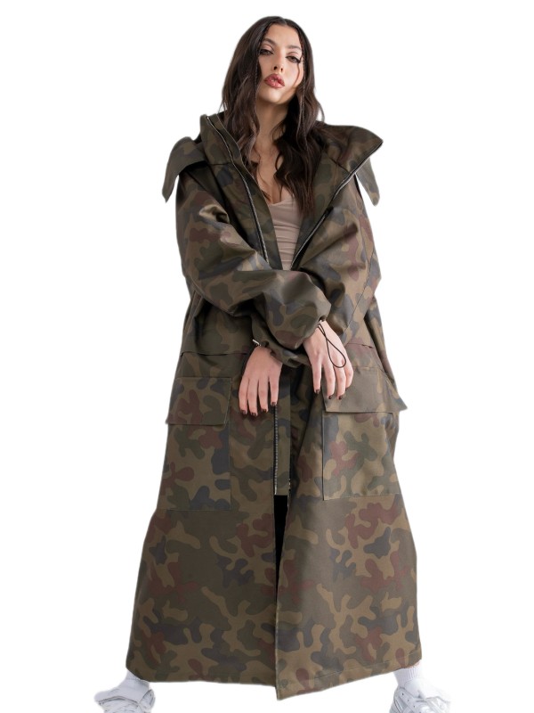 Longline Hoodie Oversize parka in camo