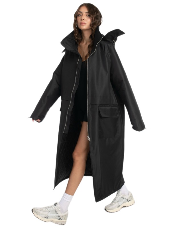 Parka Longline Hoodie Oversize black