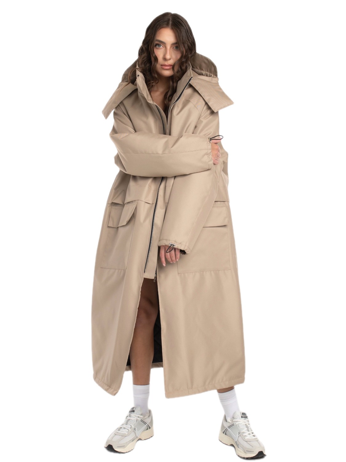 Parka Longline Hoodie Oversize mocca