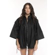 Bomber collar jacket with open sleeves in black