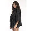Bomber collar jacket with open sleeves in black