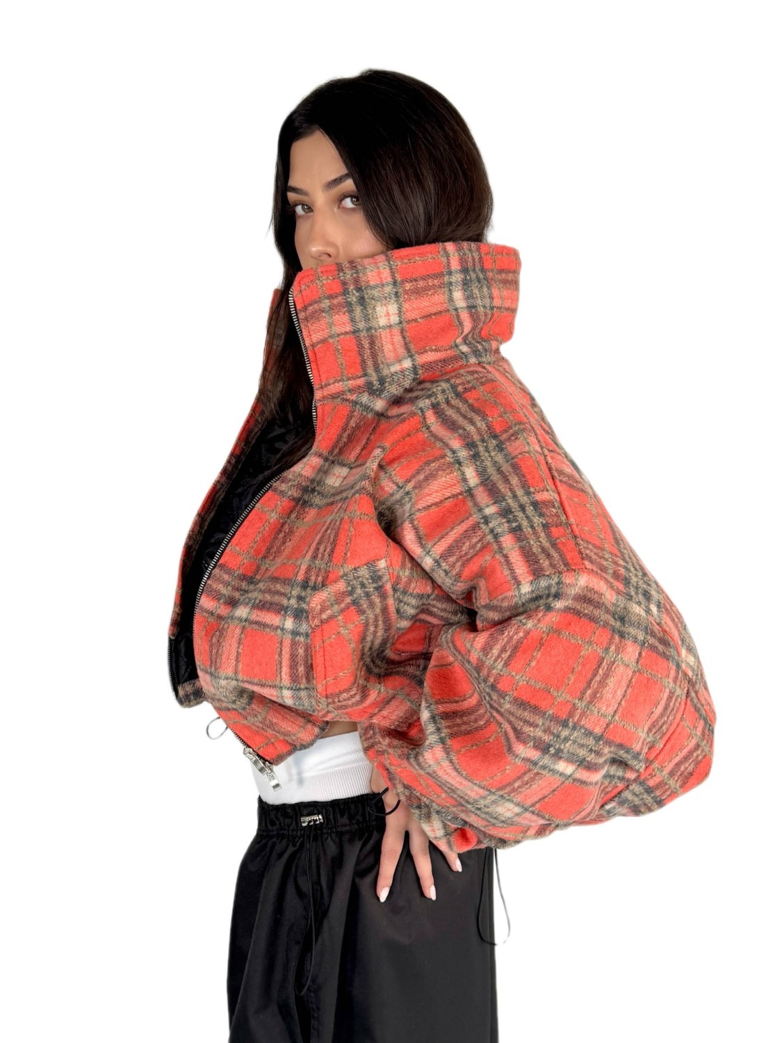 Shorty teddy bomber jacket red rush