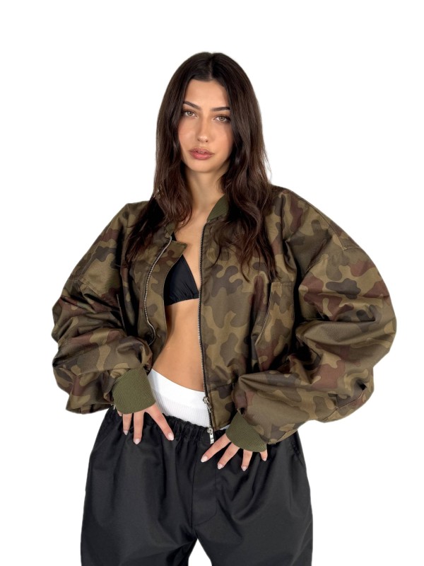 Krótka kurtka typu bomber camo