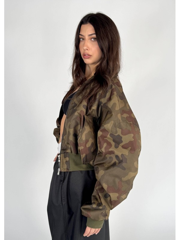 Krótka kurtka typu bomber camo