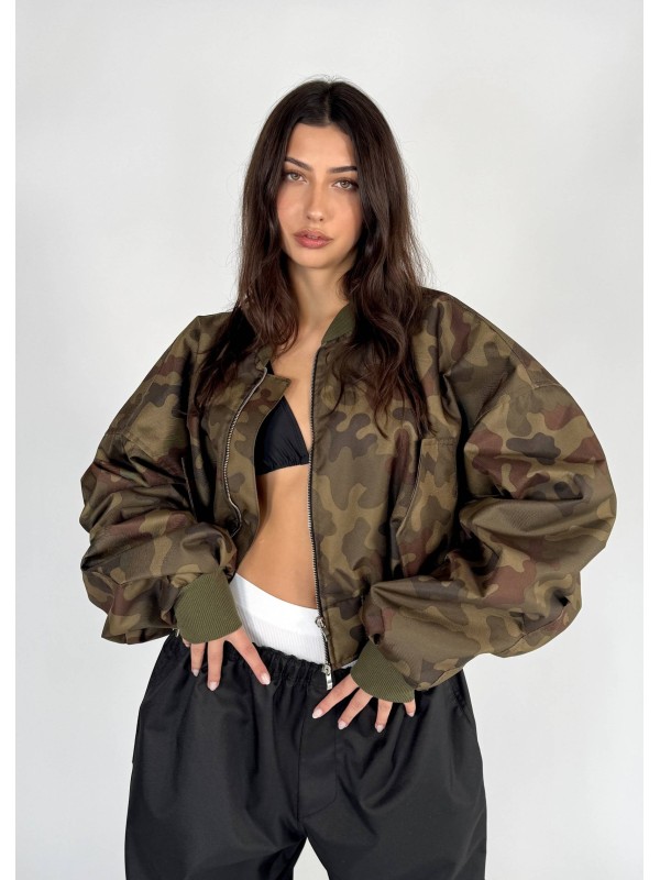 Krótka kurtka typu bomber camo