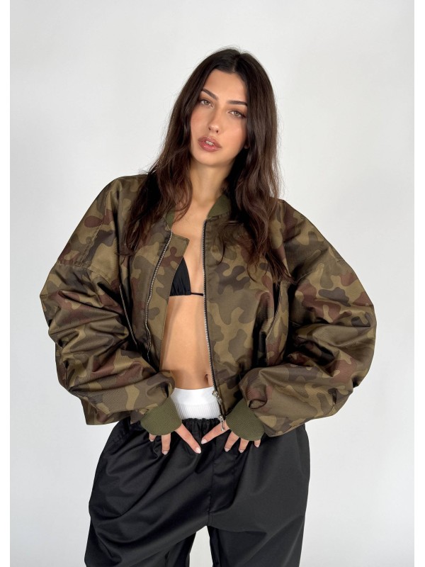 Krótka kurtka typu bomber camo