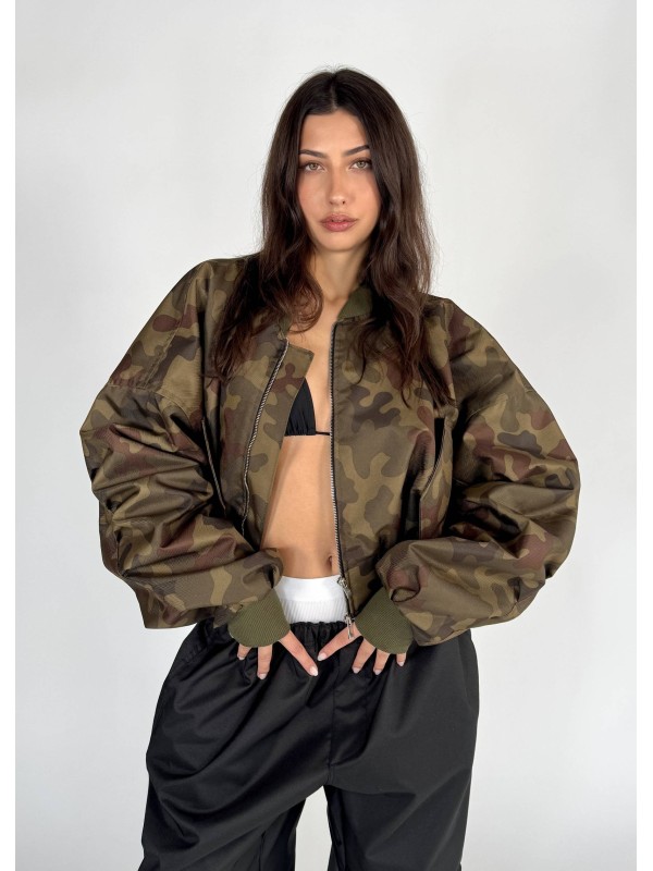 Krótka kurtka typu bomber camo