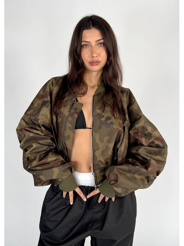 Krótka kurtka typu bomber camo