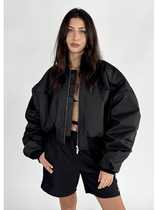 Shorty oversized bomber jacket in black