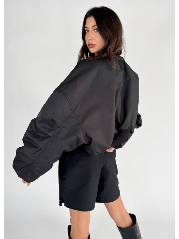 Shorty oversized bomber jacket in black
