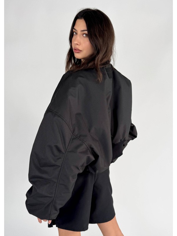 Shorty oversized bomber jacket in black