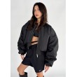 Shorty oversized bomber jacket in black