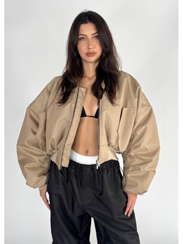 Shorty oversized bomber jacket in mocca