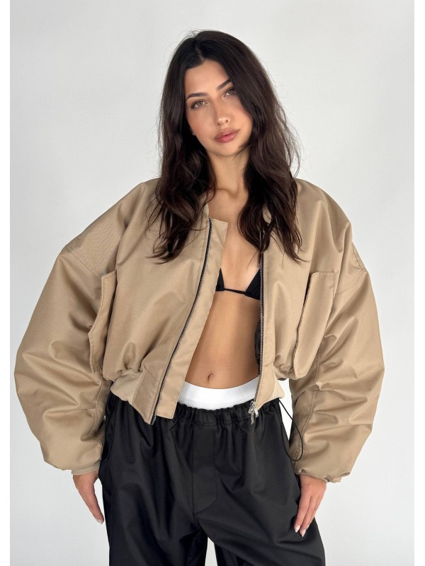Shorty oversized bomber jacket in mocca