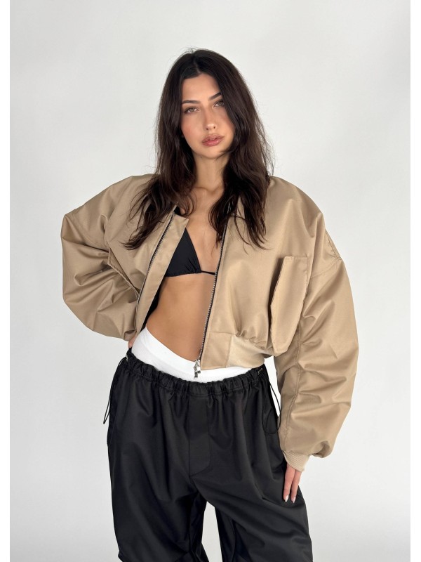 Shorty oversized bomber jacket in mocca