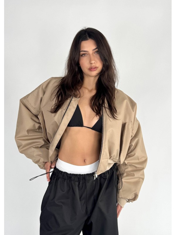 Shorty oversized bomber jacket in mocca