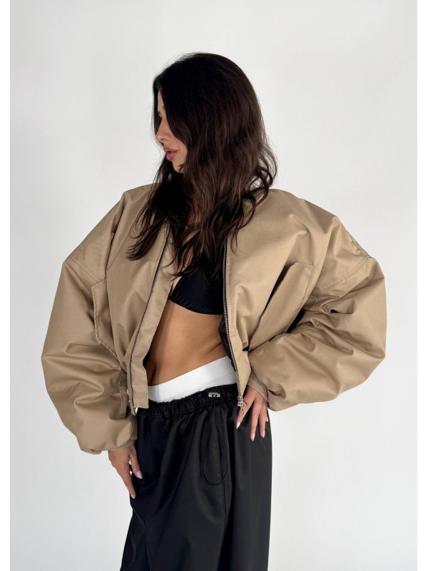 Shorty oversized bomber jacket in mocca