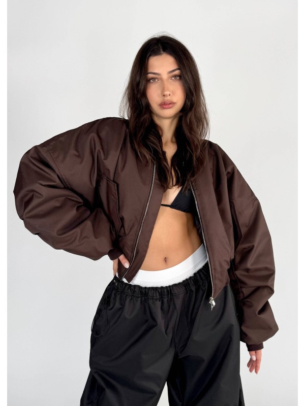 Shorty oversized bomber jacket in praline