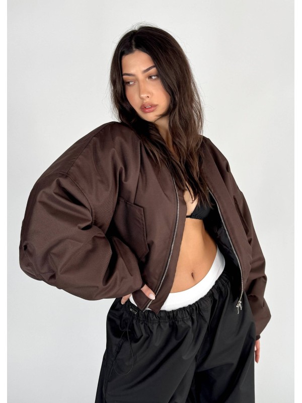 Shorty oversized bomber jacket in praline