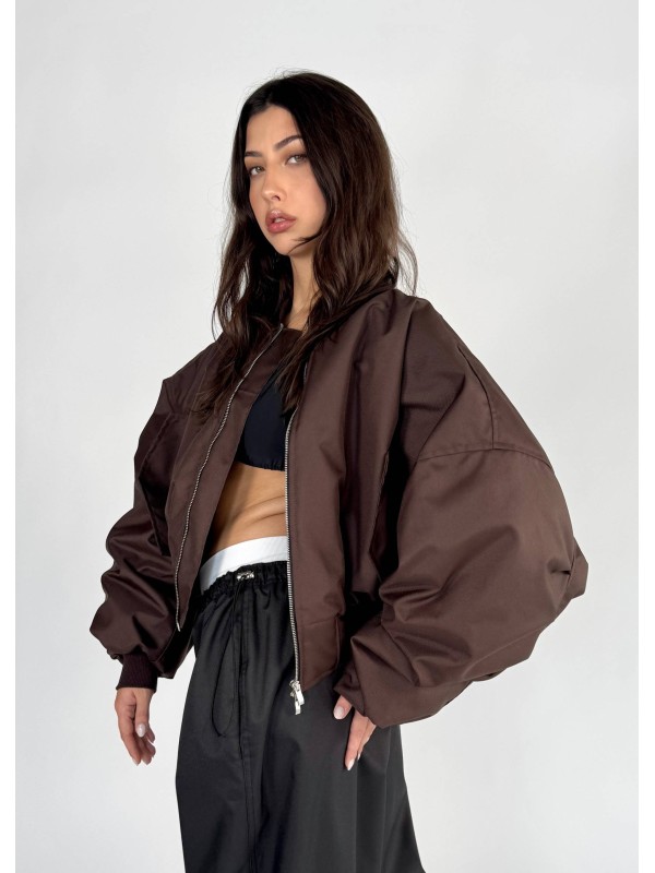 Shorty oversized bomber jacket in praline