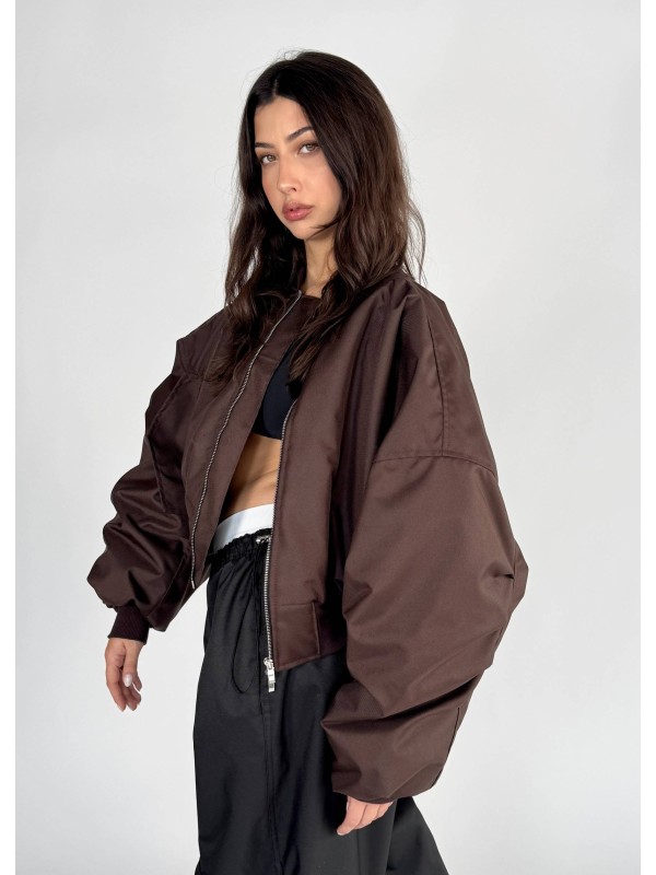 Shorty oversized bomber jacket in praline