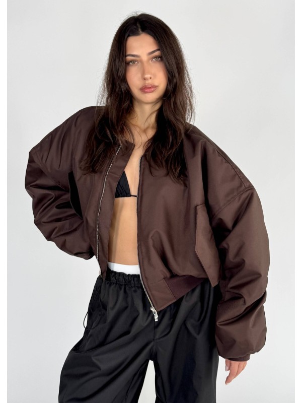 Shorty oversized bomber jacket in praline