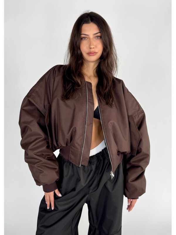 Shorty oversized bomber jacket in praline