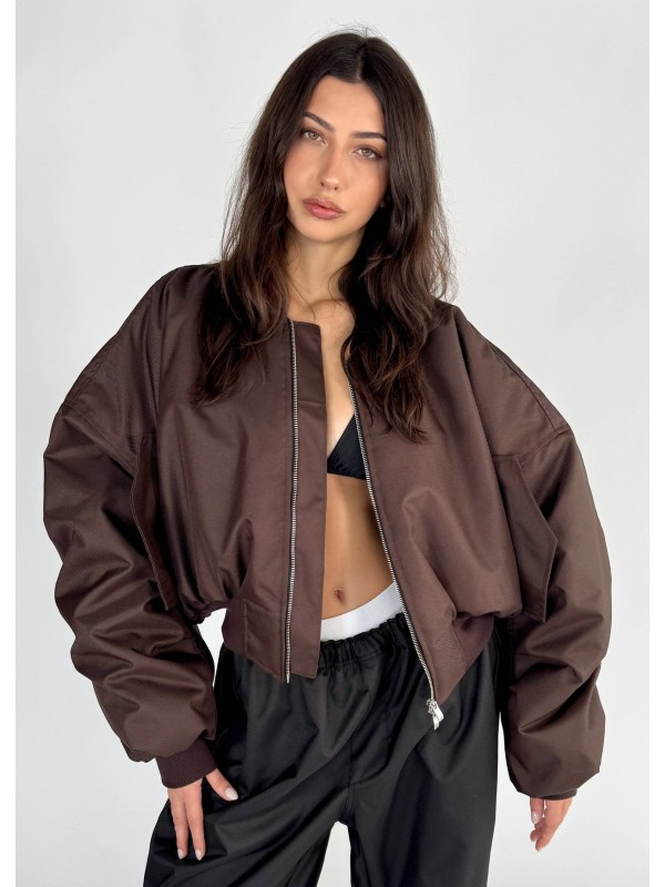 Shorty oversized bomber jacket in praline