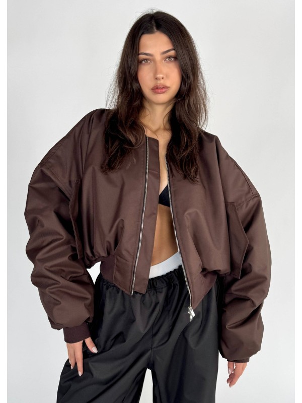 Shorty oversized bomber jacket in praline