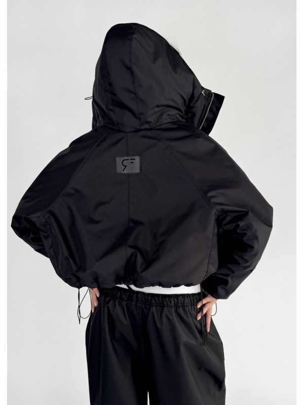 Krótka kurtka hoodie bomber czarna