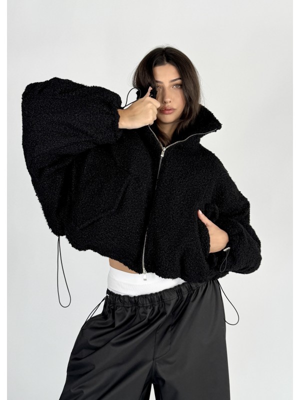 Krótka kurtka typu bomber teddy black