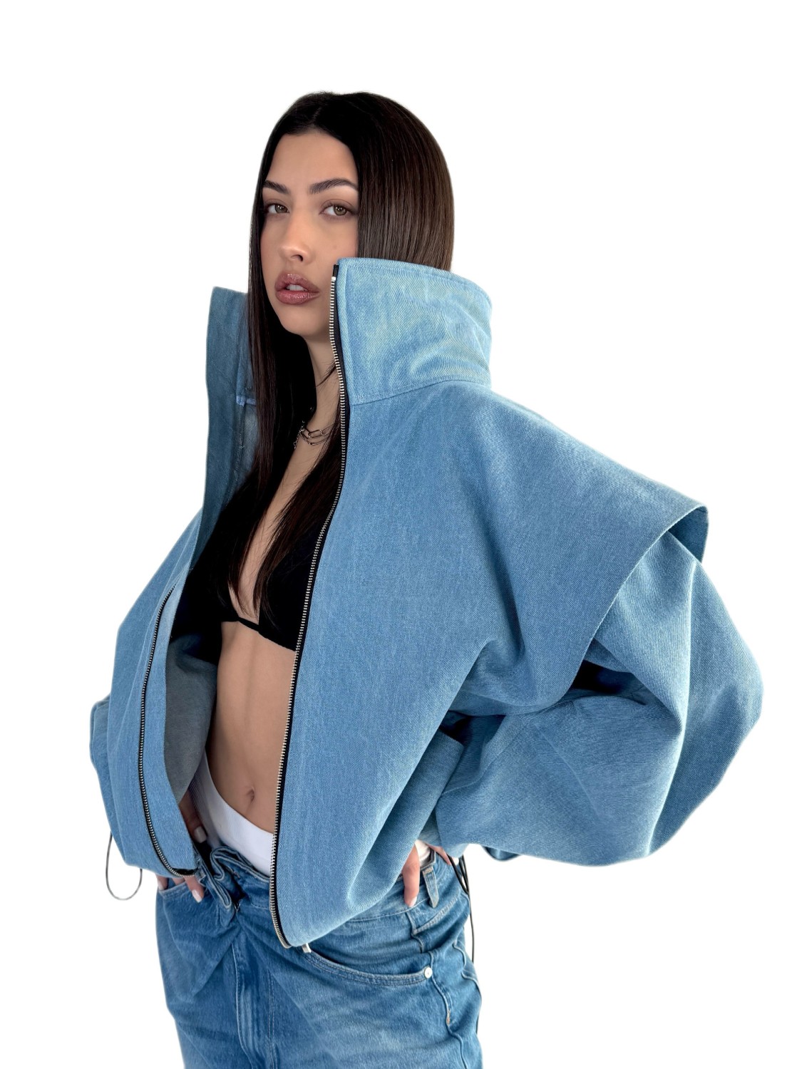 Parachute light blue denim bomber jacket
