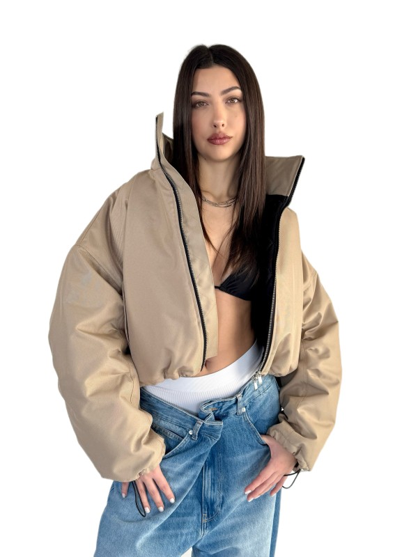 Krótka kurtka typu bomber mocca