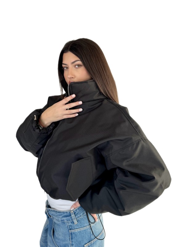 Krótka kurtka typu bomber czarna