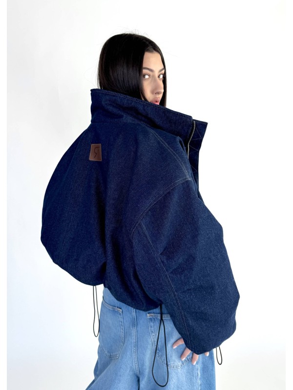 Krótka kurtka bomber denim dark blue