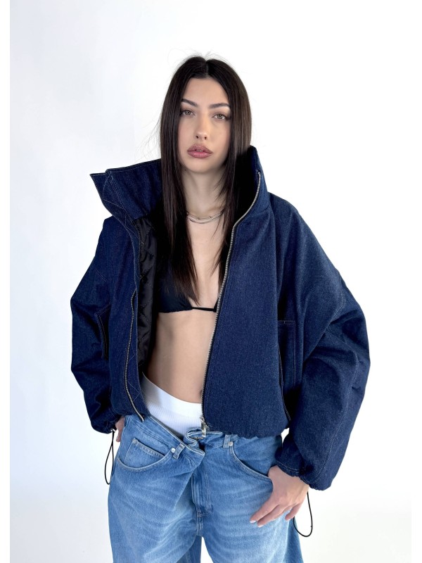 Krótka kurtka bomber denim dark blue