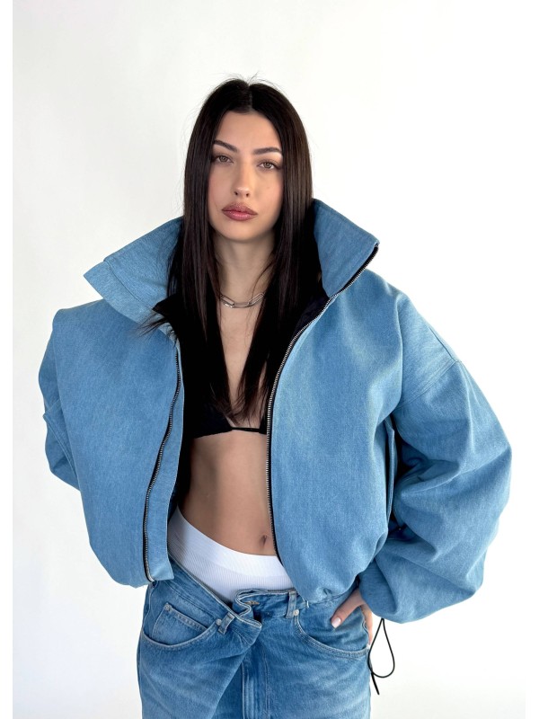 Krótka kurtka bomber denim light blue
