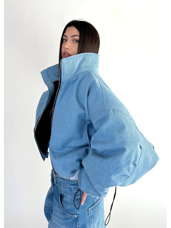 Krótka kurtka bomber denim light blue
