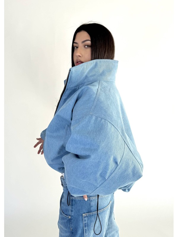 Krótka kurtka bomber denim light blue