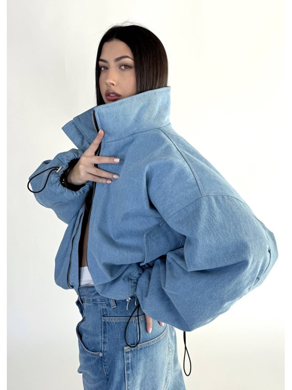 Krótka kurtka bomber denim light blue