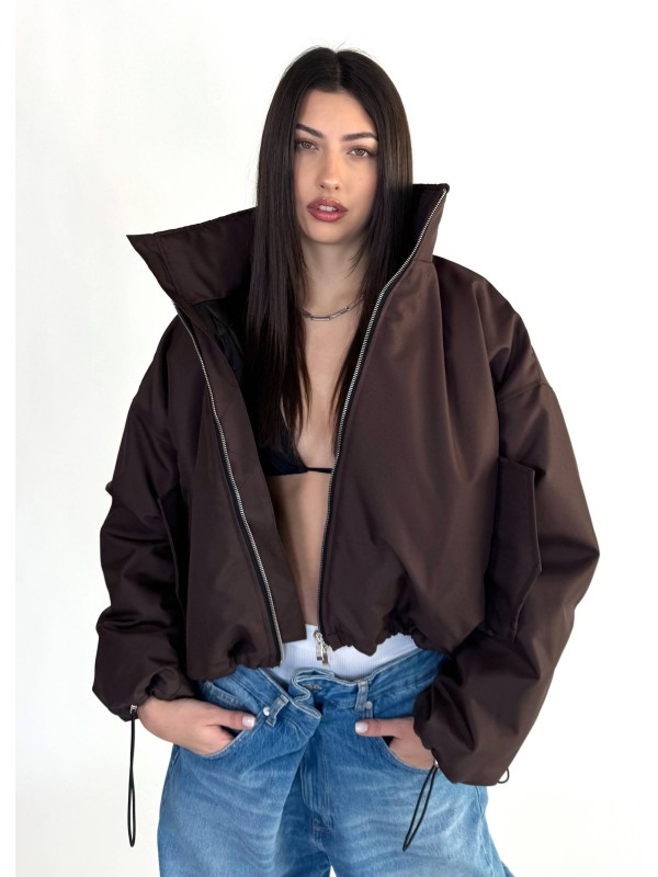 Krótka kurtka typu bomber praline