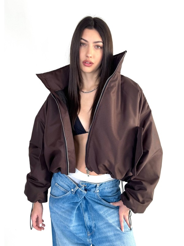 Krótka kurtka typu bomber praline