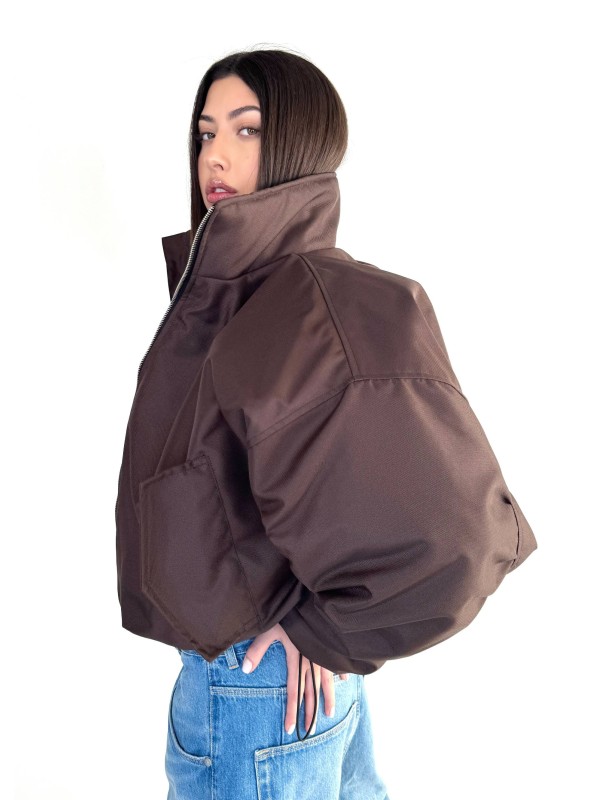 Krótka kurtka typu bomber praline