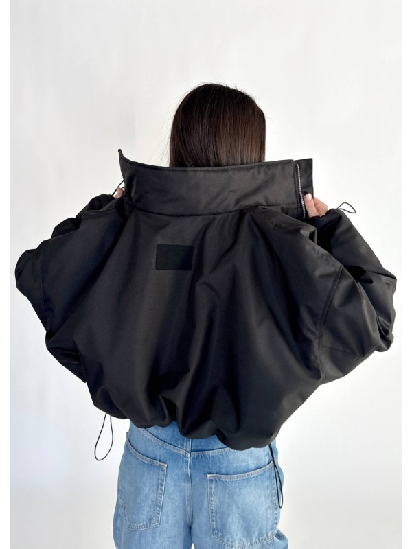 Krótka kurtka typu bomber czarna