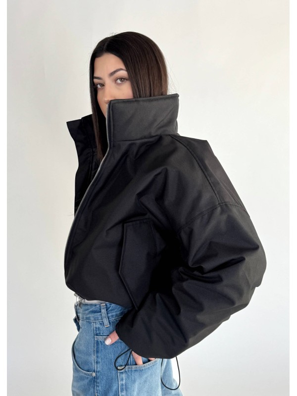 Krótka kurtka typu bomber czarna