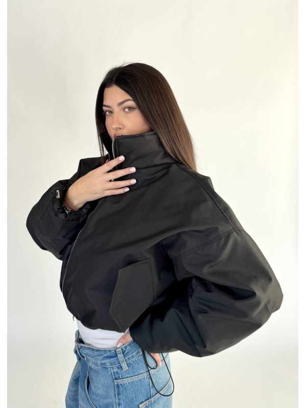 Krótka kurtka typu bomber czarna