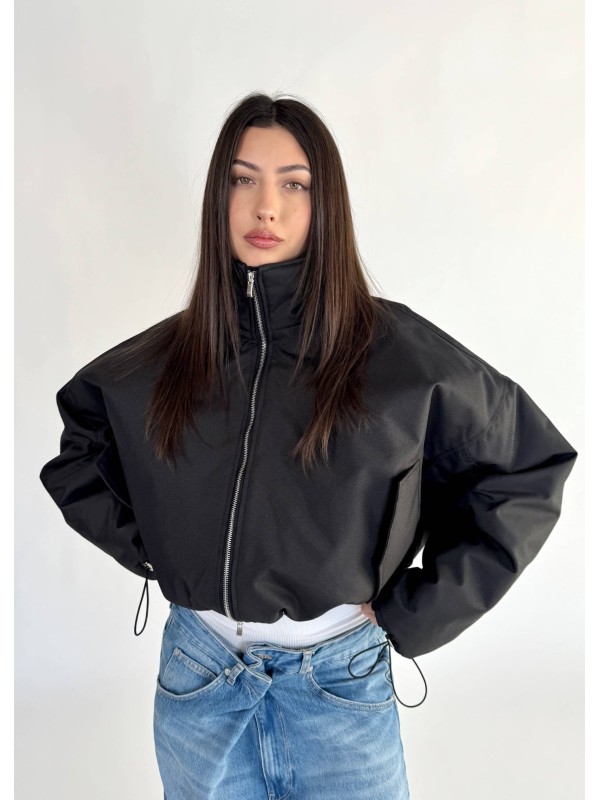 Krótka kurtka typu bomber czarna