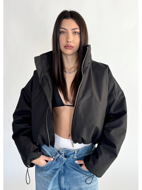 Krótka kurtka typu bomber czarna